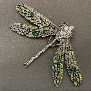 Sparkling Dragonfly Brooch Art Noveau Design